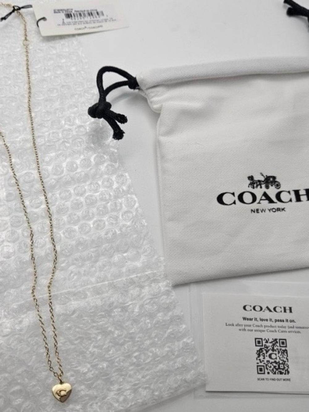 Coach Gold-Tone Heart Tag Pendant Necklace